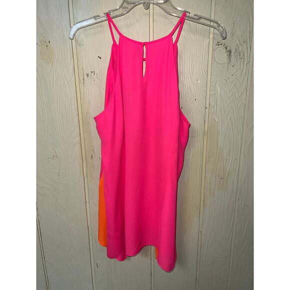 Worthington Top Womens Large Sleeveless Tank Blouse Pink Orange Swing Goddess - Picture 5 of 9